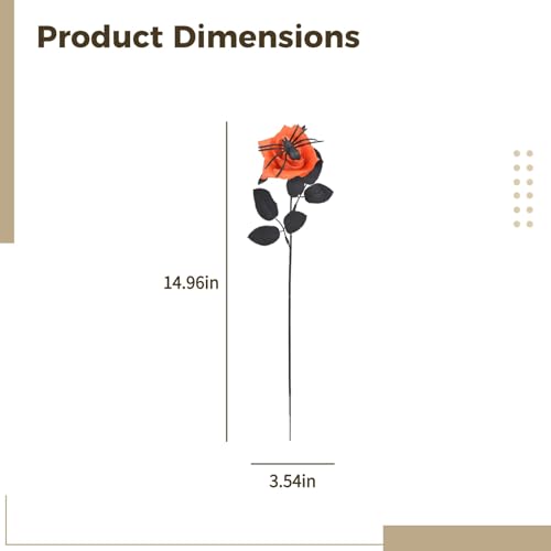 Halloween Artificial Flowers, 15 Pcs, Rose and Spider Design, Bendable Stems, Silk Orange Black Decor for Parties,