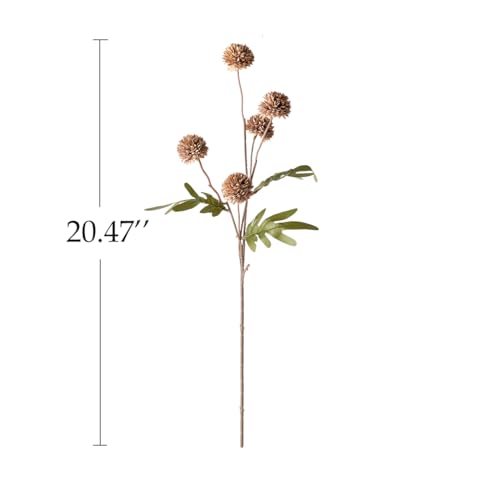 Laelfe Artificial Kiku Flower - 5 Pcs Fake Pompon Mums Silk Small Chrysanthemum Faux Ball Fall Flower Stem Decor for Autumn Wedding Filler DIY Bouquet Centerpieces Arrangements Shower (Coffee) - color: Coffee