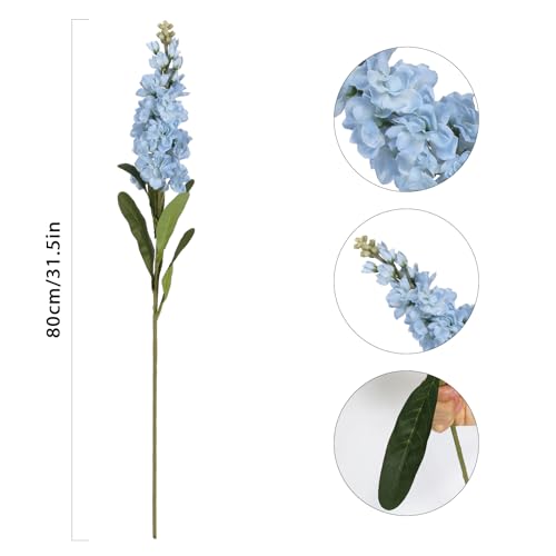 IPOPU 6PCS Blue Snapdragon Artificial Flowers 31.50" Delphinium Fake Flowers Long Stem Antirrhinum Majus Silk Flowers Larkspur Faux Flower for Home Wedding Decorations Floral Arrangement (Baby Blue) - color: Baby Blue