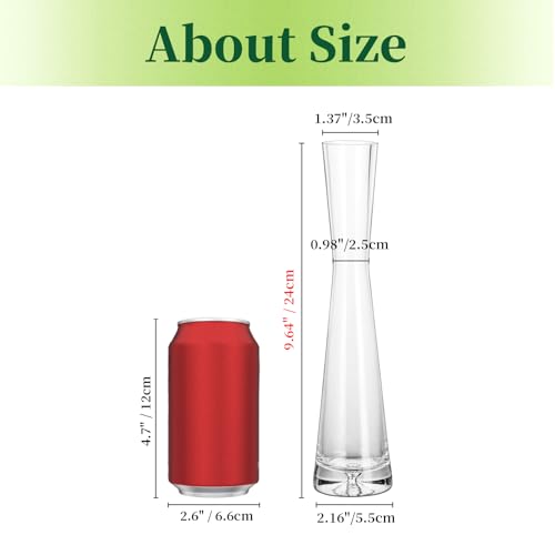 Hewory Glass Bud Vases for Centerpieces Set of 6, Handmade Modern Clear Small Skinny Decorative Single Flower Vase, Minimalist Slim Floral Vase for Home Wedding Party Events Table Decor, 9.64" - size: 9.64in