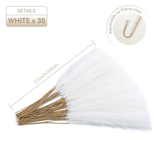 30pcs 22" White Pampas Grass - Faux Pampas Grass Decor Short Artificial Pampas Grass for Boho Home Wedding Mothers Day Decoration - color: Cream White, size: 30pcs