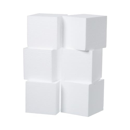 Crafare 4x4x4inch Square Foam Blocks 6 Pack Polystyrene Foam Cubes for Craft Arts School Projects Sculptures Floral Arrangements Modeling and Centerpieces - size: 4x4x4in 6pcs
