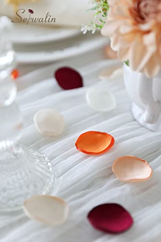 Serwalin 500Pcs Silk Rose Petals Flower Petals for Weddings Burgundy Gold White Petals Fake Orange Petals for Aisle Flower Girl Basket Bridal Shower Table Decor (4 Color Mixes) - color: A Orange Burgundy, size: 500pcs