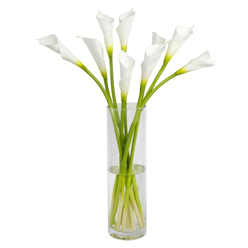DuHouse 12pcs Calla Lily Artificial Flowers,26" Long Stem Large Calla Lily Flowers,Real Touch Calla Lilies for Party Wedding Bridal Bouquet Home Decor Centerpiece(Vase Not Included) - color: White