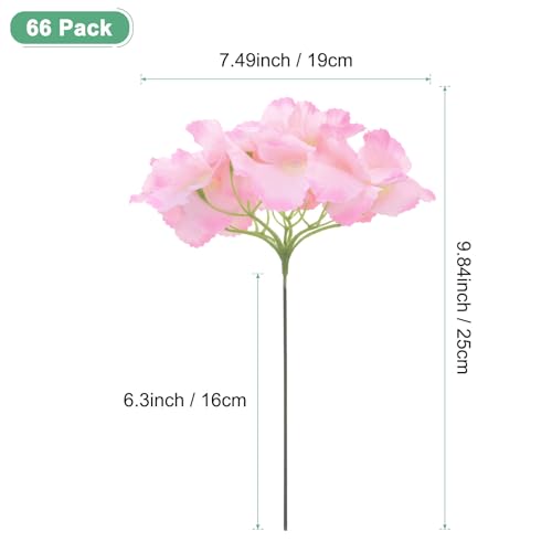 M METERXITY 66-Pack Silk Hydrangea Flowers, Artificial Flowers Heads with 66pcs Stems, Full Hydrangea Flowers for Home Decor/Wedding/Christmas/DIY/Party/Garden [Pink Border Yellow Heart] - color: Pink Yellow