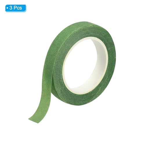 PATIKIL Floral Tape 1/2" x 20 Yard / 12mm x 20m, 3 Pack Flower Wrap Adhesive Tape for Bouquet Stem Wrapping, Green - color: Green
