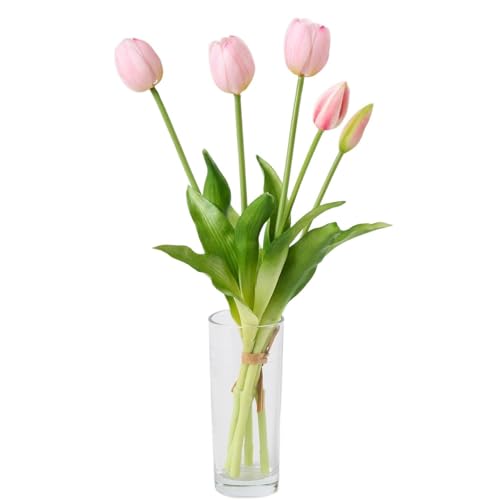 Avoeco 20Pcs Artificial Tulips Flowers Real Touch Latex – Faux Tulips Bouquet for Home Decor, Wedding Centerpieces, Spring Floral Arrangements, Fake Flowers for Vase Decoration (20, Pink Light) - color: Pink Light