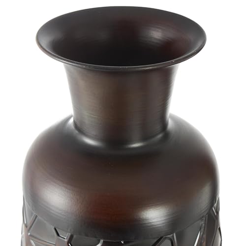 Deco 79 Metal Decorative Vase Tall Teardrop Shaped Centerpiece Vases with Hammered Texture, Set of 3 Vases for Home Decoration 53", 43", 32" H, Dark Brown - color: Dark Brown, size: 53", 43", 32"H