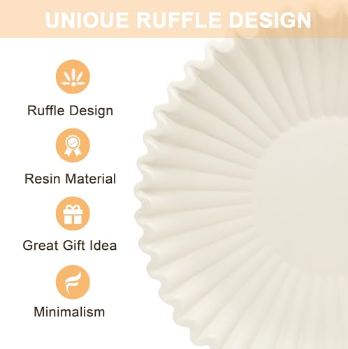 Beige Small Decorative Bowl for Home - Stylish Purse/Key Bowls for Entryway Table - Coffee Table Bowl - Artificial Resin Centerpiece Bowls - color: Beige, size: 8.65 inch