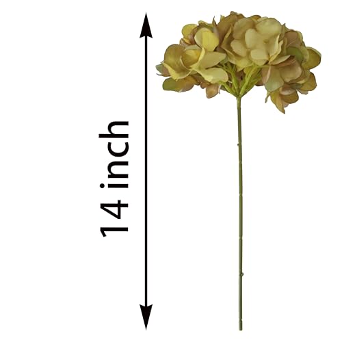 7.1''Ocher Yellow Hydrangea Artificial Flowers,10Pcs Artificial Silk Hydrangea Heads,81 Petals Faux Hydrangea Flowers Heads with Stems for Home Wedding Baby Shower Decor(ocher Yellow) - color: Ocher Yellow