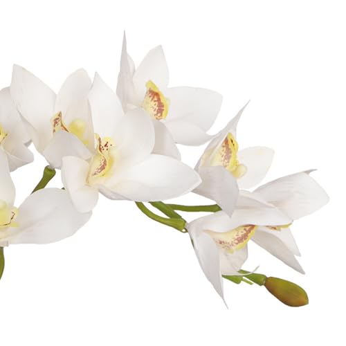 XIYUAN 28.5inch Artificial Phalaenopsis Flowers 2 Bunch 10 Large Petals Orchids Fake Cymbidium Flowers Artificial Orchid Flowers Stem Plants Latex Phalaenopsis Branches for Home Décor (White) - color: White 10 Heads