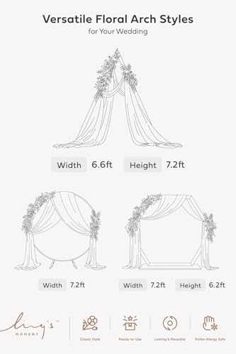 Ling's moment Fall Wedding Arch Flowers, Terracotta & Burnt Orange | Artificial Floral, Ceremony Backdrop Decor, 5-Piece Set, 2 Flower Stems + 3 Sheer Drapes, Arbor Decor - color: Or-terracotta & Orange