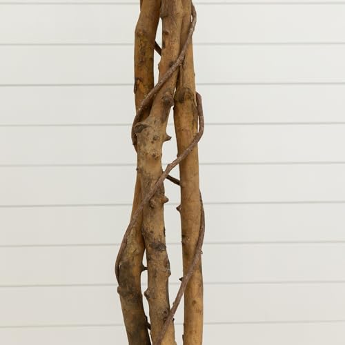 Nearly Natural 6ft. Triple Trunk Ficus Artificial Tree with Natural Trunks in Handmade Natural Jute and Cotton Basket Planter - size: 6ft, style: Tree in Basket
