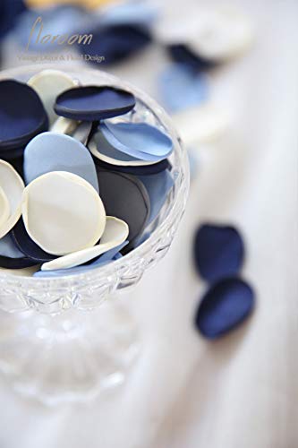 Floroom 500pcs Rose Petals Dusty Blue Navy Faux Silk Flower Petals for Wedding Flower Girl Basket Aisle Scatter Dinner Table Centerpieces Party Confetti Decoration Romantic Night Home Decor - color: French Dusty Blue, size: 500pcs