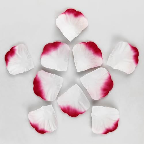 JHFGJGH 500 Pcs Exquisite Red&White Rose Petals, Emulation Silk Rose Petals, Artificial Flower Petals for Romantic Nights, Weddings, Events, and Valentine's Day Deco (Red&White) - color: Red&white
