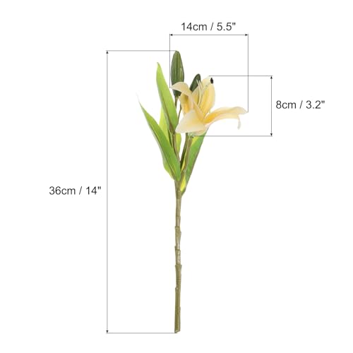 PATIKIL Lily Fake Flowers, 3PCS Lily Artificial Flowers Artificial Lily Silk Faux Flowers in Vase Real Touch for Home Decor Centerpiece Table Decorations Dining Room, Yellow - color: Yellow