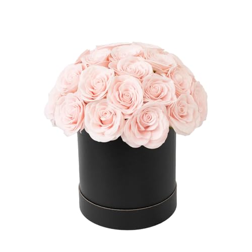 Efavormart 27pcs Blush Pink Artificial Rose Centerpiece in Black Gift Box, Prearranged Premium Silk Roses for Luxury Gifting and Modern Table Decor - color: Blush Rose01