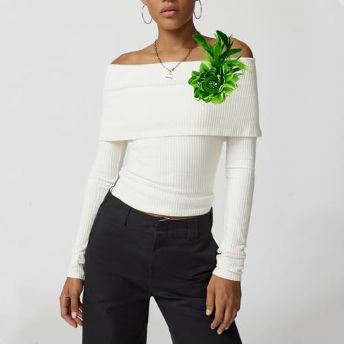 Elegant Flower Brooch for Women Wedding Party Dance Banquet Pins Feather Flower Fascinator Lady Floral Hairpins Dress Suit Lapel Pin Ceremony Accessories Corsage Brooches Vintage Jewelry Gifts - color: Green