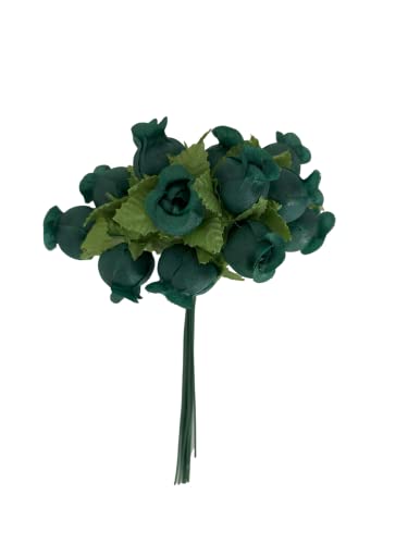 Hunter Green Artificial Silk Flower Roses - 12 Mini Bouquets of 12 Rosebuds, 144 Rosebuds Total, St. Patrick's Day, St.Paddy's, Wedding, Reception, Favors, Wreath, Event Decorations, Arts and Crafts - color: Hunter Green