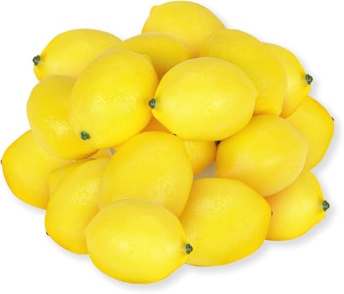 6Pcs Yellow Artificial Lemons,Fake Fruit for Party Christmas Kitchen Home Lifelike Wedding Beverage Shop and Fruit Store Simulation Decoratio,Artificial Plants Flowers and Fruit