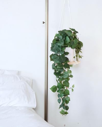 Retrograde 32" Realistic Fake Pothos Ivy Plant Silk Artificial Plant for Aesthetic Home Decor Indoor (Dark Green) - color: Dark Green