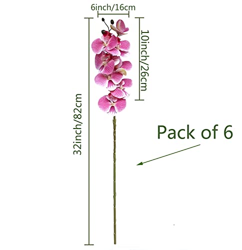FagusHome 32 Inch Artificial Phalaenopsis Flowers 6 Pcs Artificial Orchid Flowers Stem Plants for Home Décor (Pink) - color: Pink