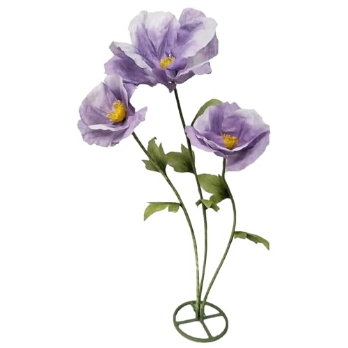 3PCS Purple Giant Artificial Flower 3D Realistic Flowers Made of Waterproof Paper Durable Easy Maintenance Perfect for Home Garden Weddings Hotel Events Christmas Graduation Party Decorations - color: Purple