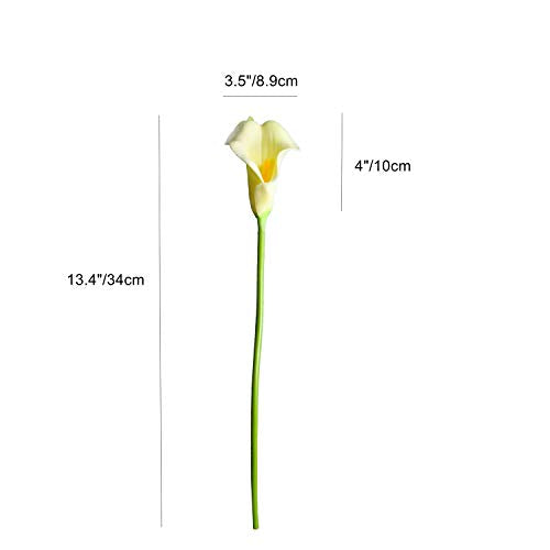 ONLY ART Artificial Cream Calla Lily 20pcs – 13.5" PU Faux Flowers with Flexible Stems, Soft Texture, for New Year and Valentine's Day Home, Wedding & DIY Decor - color: Cream