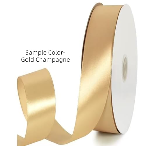 100 Pcs Premade Satin Ribbon Rose Petals Half-Finished Crafting DIY Eternal Flowers Bouquets (Golden Champagne) - color: Golden Champagne