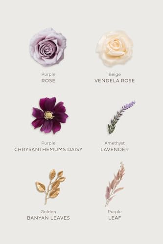 Ling's moment Artificial Flowers and Greenery Combo Box for DIY Lilac & Cream Wedding Bouquet Centerpieces Floral Arrangement Decor - color: Lilac & Cream