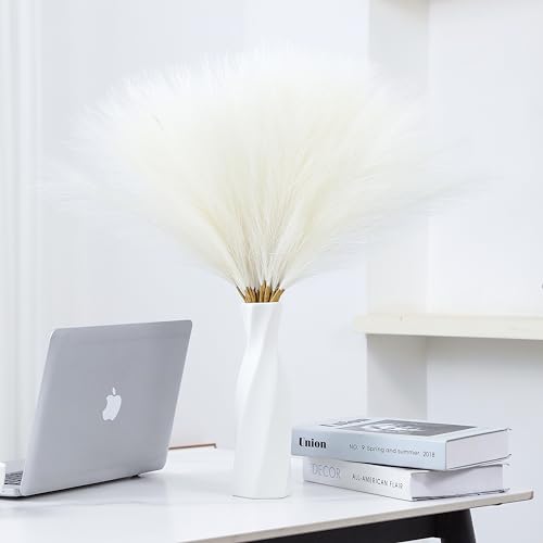 30pcs 22" White Pampas Grass - Faux Pampas Grass Decor Short Artificial Pampas Grass for Boho Home Wedding Mothers Day Decoration - color: Cream White, size: 30pcs