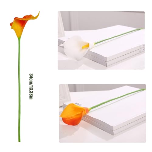 30 Pcs Calla Lily Artificial Flowers Fake Spring Flowers Faux Calla Lily Bouquet for Decoration, White Orange - size: 30 Pcs
