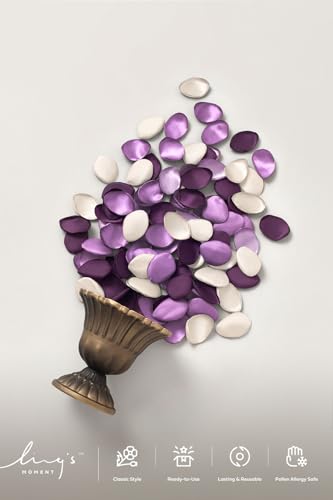Ling's moment Wedding Artificial Flowers Package, Bridal Bouquet, Bridesmaid Bouquets, Boutonniere for Men, Rose Petals.Sage Orchid Purple Cream - color: Prpl-sage Orchid & Purple Cream