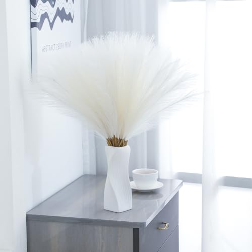 50pcs 22" White Pampas Grass - Faux Pampas Grass Decor Short Artificial Pampas Grass for Boho Home Wedding Mothers Day Decoration - color: Cream White, size: 50pcs