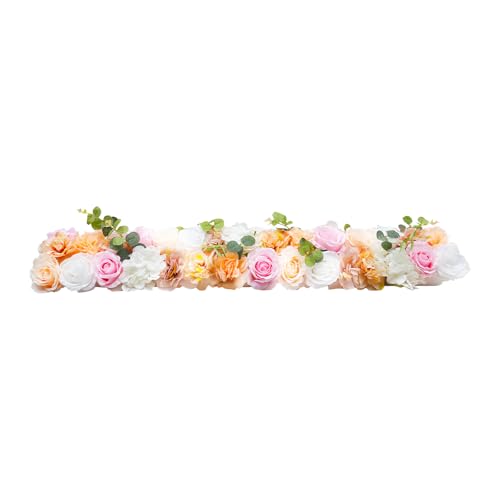 TFCFL Artificial Flower Wall Decor - 100cm Silk Flower Row with Flexible Mounting Rod, Ready to Hang for Balcony Garden Fence Wedding, Realistic No Maintenance Home Decor