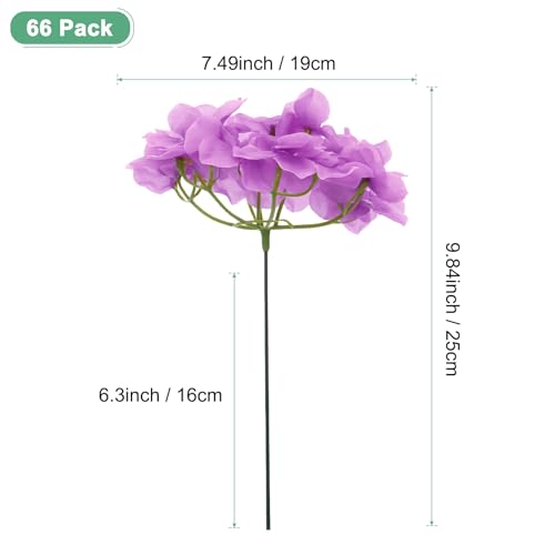 M METERXITY 66-Pack Silk Hydrangea Flowers, Artificial Flowers Heads with 66pcs Stems, Full Hydrangea Flowers for Home Decor/Wedding/Christmas/DIY/Party/Garden [Purple] - color: Purple