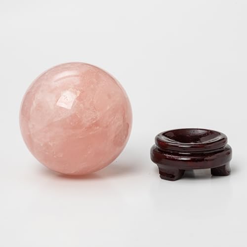 Large Rose Quartz Crystal Sphere Natural Pink Healing Crystal Ball with Stand Meditation Decorative Balls Home Decor 80-90mm/3.1-3.5" - color: Rose Quartz, size: 3.1 - 3.5 inches
