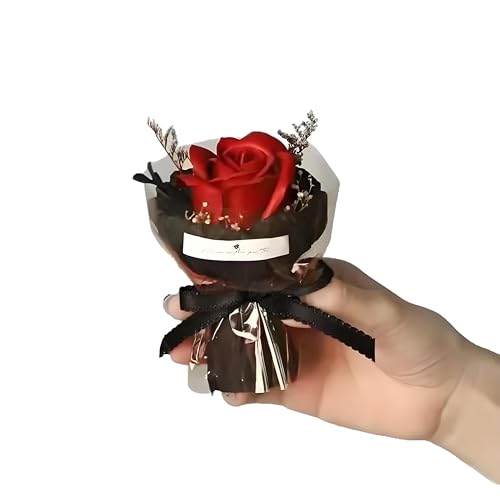 Red Mini Aromatherapy Soap Rose Bouquet – Luxury Scented Artificial Flower Arrangement for Women, Romantic Valentine’s Day Gift, Home & Car Decoration, Desk Display, DIY Surprise Present