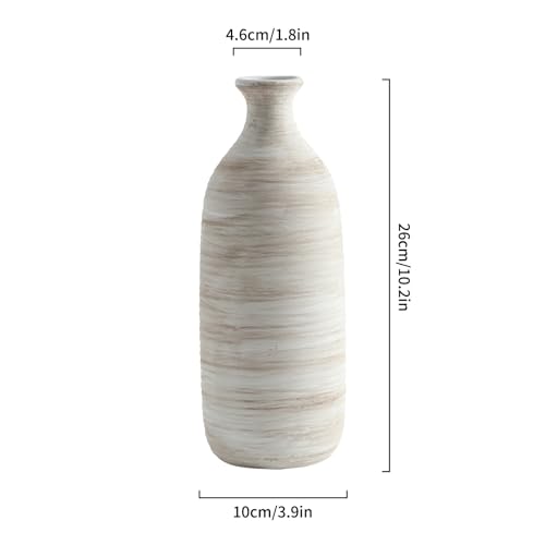 ALMA White Ceramic Vase 10 inch Tall, Narrow Boho Vases for Eucalyptus Leaf Branch, Small Pampas Grass Vase for Minimalist Home Decor, Coastal, Modern Bohemian Style Decor - color: Narrow Neck-white-10"