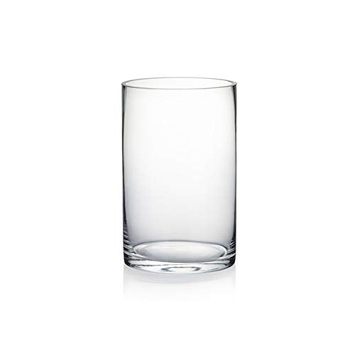 WGV Cylinder Vase, Diameter 5", Height 8", Clear Glass Floral Planter Container, Floating Candle Holder for Wedding Party Event Home Office Decor, 1 Piece - size: 5"x8"H CL