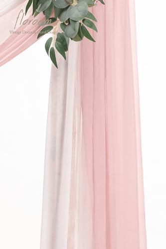 Floroom Arch Flowers with Drapes Kit (Pack of 4) - 2pcs Artificial Marsala & Champagne Floral Swag Arrangement with 2pcs Draping Fabric for Wedding Ceremony Arbor and Reception Backdrop Decoration - color: Marsala & Champagne