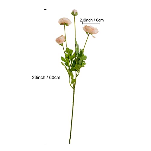 Artificial Silk Flowers Ranunculus Fake Flower 5 Pcs,Suitable for Core Decorations,Weddings,Homes,Artistic Decorations and Props (Cream Yellow) - color: Cream Yellow