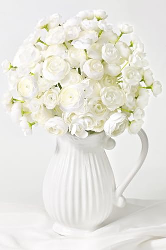 Waipfaru Ranunculus Artificial Flowers, 36Pcs 14In Fake Peonies Artificial Flowers, White Faux Flower for Vase Silk Flower Real Touch Faux Peony Bulk for DIY Wedding Bouquet Home Bridal Shower Decor - color: White, size: 36Pcs