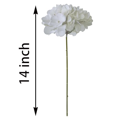 7.1''White Hydrangea Artificial Flowers,10Pcs Artificial Silk Hydrangea Heads,81 Petals Faux Hydrangea Flowers Heads with Stems for Home Wedding Baby Shower Decor(White) - color: White