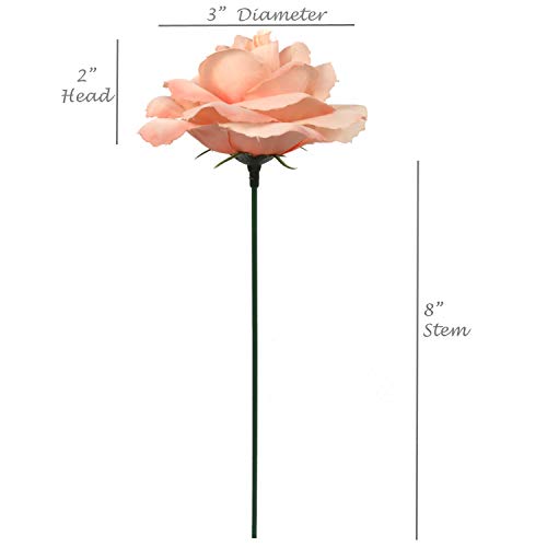 Larksilk Blush Pink Roses 50pcs Real Touch Faux for Wedding Bouquets | Bulk blush roses for wedding bouquets and centerpieces; real-touch artificial blooms with stems for DIY crafts - color: Blush Pink