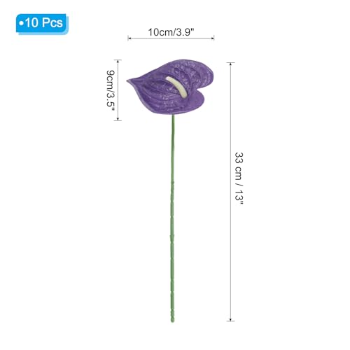 PATIKIL 13" Artificial Anthurium Lily Flowers, 10 Pack Permanent Flower Floral Arrangements Bouquet for Home Decor Bridal Wedding Festival Party, Purple - color: Purple