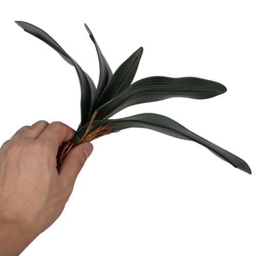 ARTIBETTER 3 Pcs Artificial Phalaenopsis Orchid Leaf Stems with 5 Green Leaves Each Eva Foam for Home Office Party Decoration
