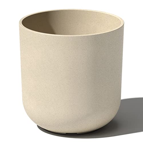 Veradek Mason Series Lima Planter - Round Planter for Indoor or Outdoor Porch/Garden | Made from Plastic-Stone Composite with Drainage Holes | Modern Décor for Succulents, Flowers, Small Plants - color: Sand, size: 10 inches