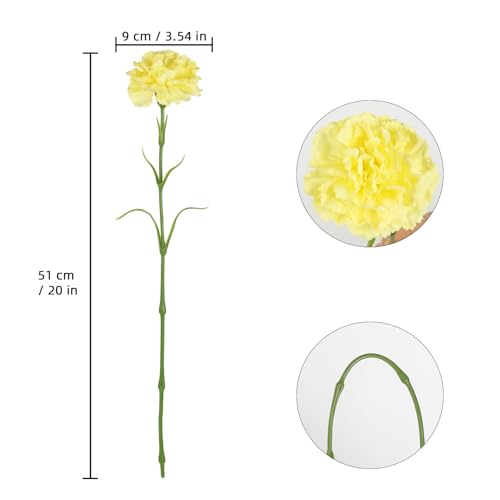 IPOPU Carnations Artificial Flowers,6PCS Real Touch Faux Yellow Carnations 20'' Fake Silk Flowers Bulk for Wedding Bouquet Party Table Centerpieces Home Decor (Yellow) - color: Yellow