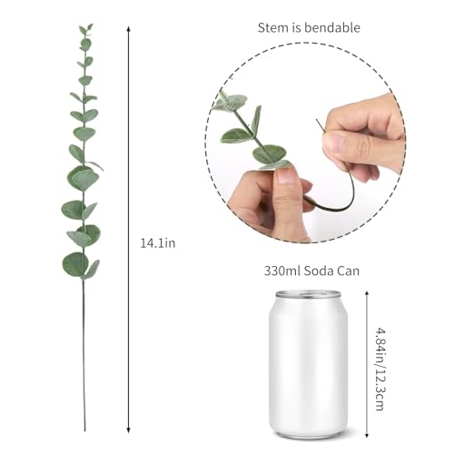 CEWOR 36pcs Eucalyptus Stems Decor 14.1 Inch Artificial Eucalyptus Leaves Fake Greenery Branches for Wedding Centerpiece Flower Floral Arrangement Farmhouse Spring Home Decoration - color: Grey Green, size: 36 pcs